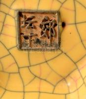 Jelzett kínai "Seladon" váza, mázas kerámia, hibátlan, m: 23 cm