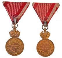 1916. "Bronz Katonai Érdemérem a katonai érdemkereszt szalagján" aranyozott Br kitüntetés ...