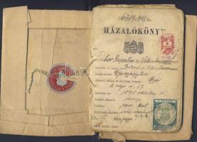 1947 Házalókönyv tele bejegyzésekkel illetékbélyegekkel + 1960  Marxista-Leninista Egyetem tanulmányi könyve (kitöltetlen)