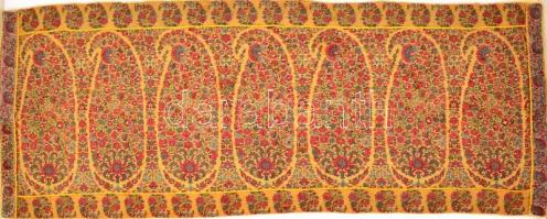 XIX. sz:India, Kashmir. kézi szövés, dísz szőnyeg 39x100 cm