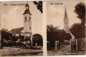 1928 Fót, Evangélikus és református templom. Ancserl Jónás kiadása (EK)