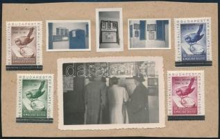 1956 Bélyegkiállítás felülnyomott levélzáró sor + fotók a kiállításról