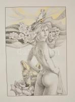 Szerelmem-természet. Esztergom, 1988, Kontakta. 10 db Töreky Ferenc-grafikák, mappába rendezve