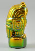 Zsolnay eozin mázas bagoly, jelzett, hibátlan, m: 8 cm