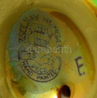 Zsolnay eozin mázas bagoly, jelzett, hibátlan, m: 8 cm