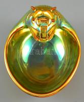 Zsolnay eozin mázas bikafejes ivócsanak, jelzett, hibátlan, m:12 cm, 12×13 cm