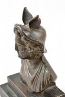 Cca 1900 Bronz Hermész büszt, talpazattal, jelzés nélkül, m:14 cm