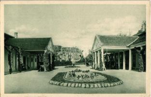 Pöstyén-fürdő, Kúpele Piestany; régi fürdők, háttérben a Thermia Palace szálló / old spas with hotel
