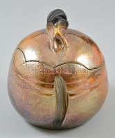 Jelzett iparművész bonbonier, mázas raku kerámia, hibátlan, m: 13 cm