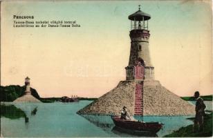 1915 Pancsova, Pancevo; Temes-Duna torkolat világító tornyai / Timis-Dunaj river mouth, Lighthouses (EK)