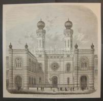 Dohány utcai zsinagóga XIX. századi metszet 25x25cm