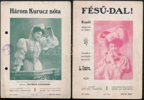 cca 1900 6 db kabarédal kotta (Három kuruc nóta, The Yankee-Girl-Marsh, stb.)