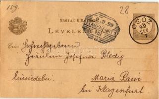 1899 Csúz, Cúz, Dubník; kézzel rajzolt művészlap, gémeskút, gazdasági udvar / hand-drawn art postcar...