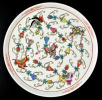 Jelzett kínai "Famille rose" hiányos kávés készlet, kézzel festett, apró kopásnyomokkal, ö...