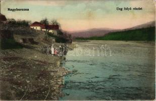 Nagyberezna, Velykyi Bereznyi, Velky Berezny; Ung folyó, folyópart. Kiadja a Könyvnyomda 878. / Uzh riverbank (gyűrődés / crease)