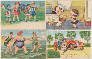 16 db RÉGI motívumlap, művész és gyerekek / 16 pre-1945 motive postcards, children and art