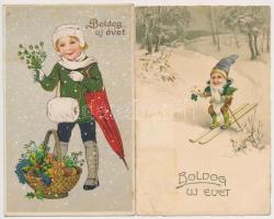 15 db RÉGI motívumlap, Újévi üdvözlő / 15 pre-1945 motive postcards, New Year greetings