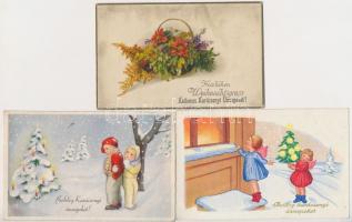44 db RÉGI karácsonyi üdvözlő képeslap / 44 pre-1945 Christmas greeting postcards