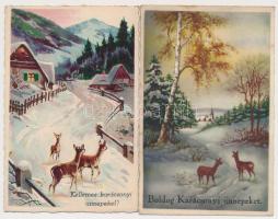 44 db RÉGI karácsonyi üdvözlő képeslap / 44 pre-1945 Christmas greeting postcards
