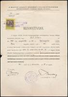 1926 Pécs, Magyar Királyi Erzsébet-Tudományegyetem Orvostudományi Karának Dékáni Hivatala által kiállított orvosdoktori bizonyítvány okmánybélyeggel