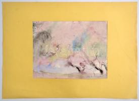 Antal Irén (1903-1999): Eső után, akvarell, papír, jelzett, 35×50 cm