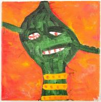 Szeift Béla (1944-2012): Furcsa fej. Olaj, vászon, jelzett (halvány), 20×20 cm