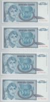 Jugoszlávia 1992. 100D (51x) sorszámkövetők "AG 7511948 - AG 751198" T:I,I-
Yugoslavia 19...