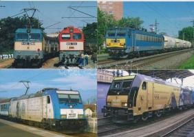 8 db MODERN magyar villanymozdony, vasút motívumlap / 8 modern Hungarian railway motive postcards with trains
