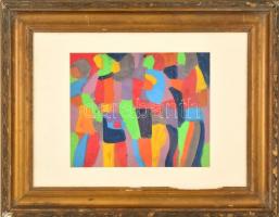 Cs. Németh Miklós (1934-2012): Alakok. Akvarell, papír, jelzett, üvegezett keretben, 26×30 cm