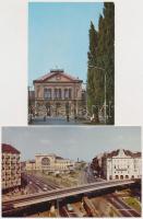8 db MODERN magyar vasútállomás és hajókikötő / 8 modern Hungarian town-view postcards with railway stations and ports, ships