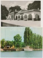 8 db MODERN magyar vasútállomás és hajókikötő / 8 modern Hungarian town-view postcards with railway ...