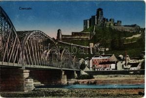 Trencsén, Trencín; vasúti híd, vár / railway bridge, castle