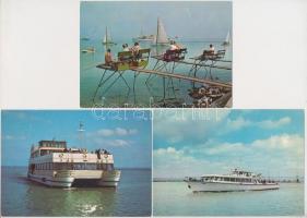 18 db MODERN magyar képeslap a Balatonról, hajókkal / 18 modern Hungarian postcards from Lake Balato...