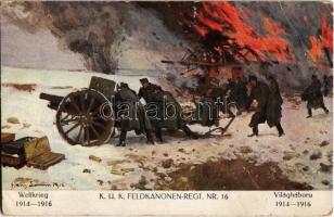 1917 Weltkrieg 1914-1916 - K.u.K. Feldkanonen-Regt. Nr. 16. Verlag K.u.K. Kmdo. der 27. Inf. Trp. Dion. / WWI Austro-Hungarian military artillery regiment s: Hans Larwin (szakadás / tear)