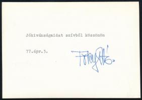 Foky Ottó (1927-2012) Munkácsy-díjas magyar animációsfilm-rendező aláírása fotó hátoldalán