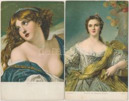 5 db RÉGI Stengel litho művészlap hölgyekkel / 5 pre-1945 Stengel litho art motive postcards with la...