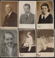 cca 1949 Budai fotósok által készített műtermi portrék és csoportképek, 10 db fotólap, 9×14 cm