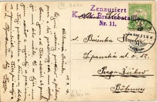 Gyula, Gyalogsági honvéd laktanya, utca  + "Zensuriert K.u.k. Ersatzbataillon Nr. 11"