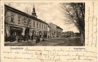 1901 Dunaföldvár, Kossuth utca, Somló Manó üzlete és saját kiadása (EK)