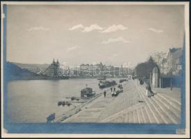 Budapest, Az épülő Erzsébet híd, eredeti negatívról a 20-as éveben előhívott fotó, 13×17,5 cm