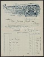 1917 Miskolc, Rosenberg Gyula és Testvére Menyasszonyi Kelengye Nagyáruház fejléces számlája
