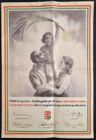 1947 Hároméves terv, Ék Sándor-grafika felhasználásával készült hirdetmény, 62×43,5 cm