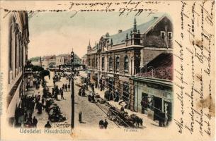 1903 Kisvárda, Fő piac, árusok, Fülöp Farkas és fia és Major István üzlete