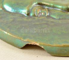 Zsolnay Dr Hugonnai Vilma nagy méretű emlék plakett (Nagy Árpád), eozin mázas, lepattanással, karton...