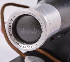 Hatschek és Farkas diavetítőgép, átalakított kábellel, működik, m: 21 cm