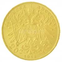 Ausztria 1915. 20K Au "Ferenc József" utánveret (6,76g/0.900) T:1,1- 
Austria 1915. 20 Co...