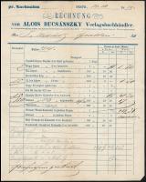 1858 Pest, Alois Bucsánszky Könyvkereskedésének fejléces számlája