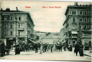 1908 Fiume, Rijeka; Molo e Piazza Adamich / street view