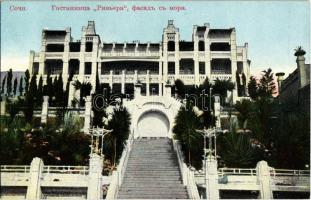 Sochi, Sotchi; Lhotel La riviere, la facade vers la mer / Hotel Riviera, facade from the sea