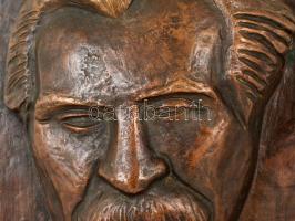 Jelzés nélkül: Móricz Zsigmond fali kép, bronz fa táblán, 29×26 cm